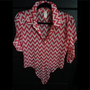 Hot pink tie front top